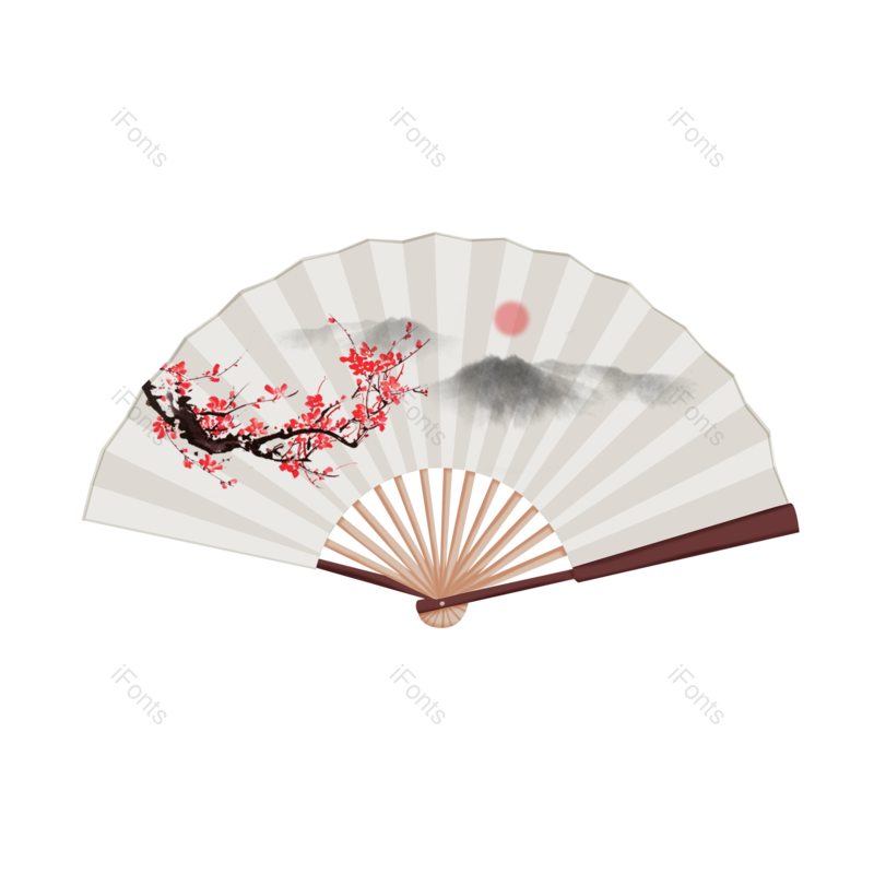 装饰图片,中国元素,扇子PNG,立春免抠素材